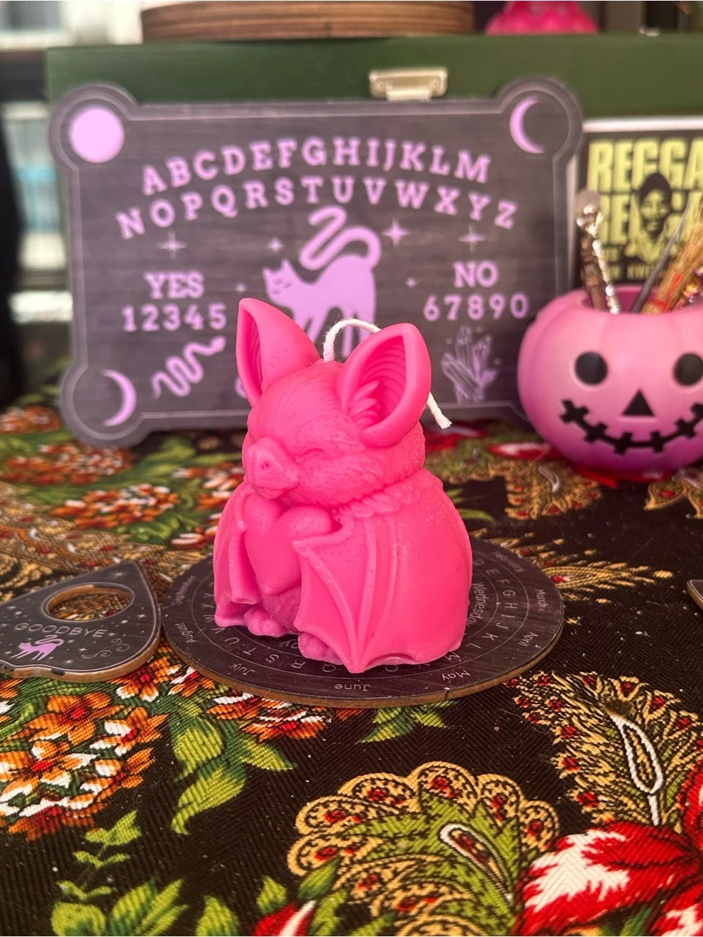 Pink Heart Bat Candle